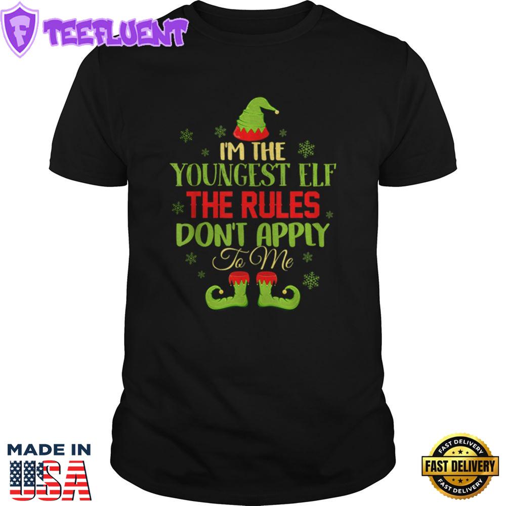 Im The Youngest The Rules Elf Christmas Pajama Shirt
