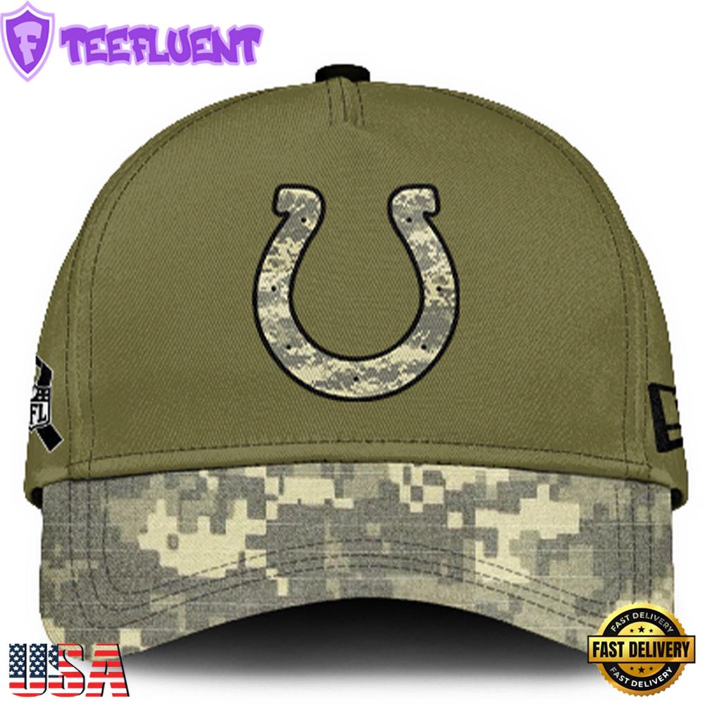 Indianapolis Colts 2024 Salute to Service Club Green Camo Cap Gift For Veteran