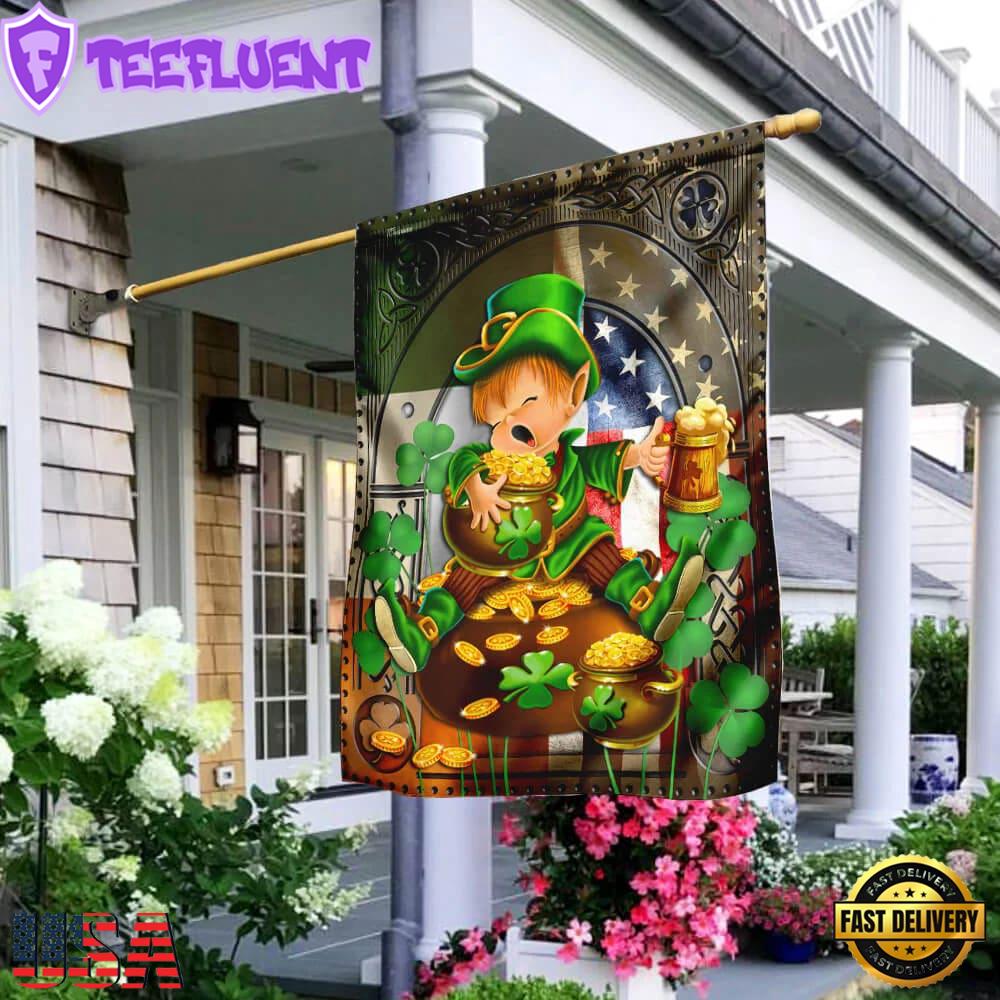 Irish American Leprechaun Happy St. Patrick's Day House And Garden Flag Decor