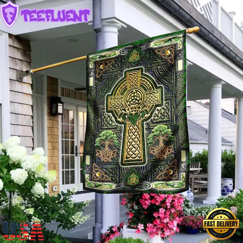Irish Celtic Cross Happy Saint Patrick's Day House And Garden Flag Decor