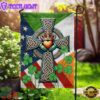 Irish Celtic Cross With Claddagh Ring And Heart House And Garden Flag