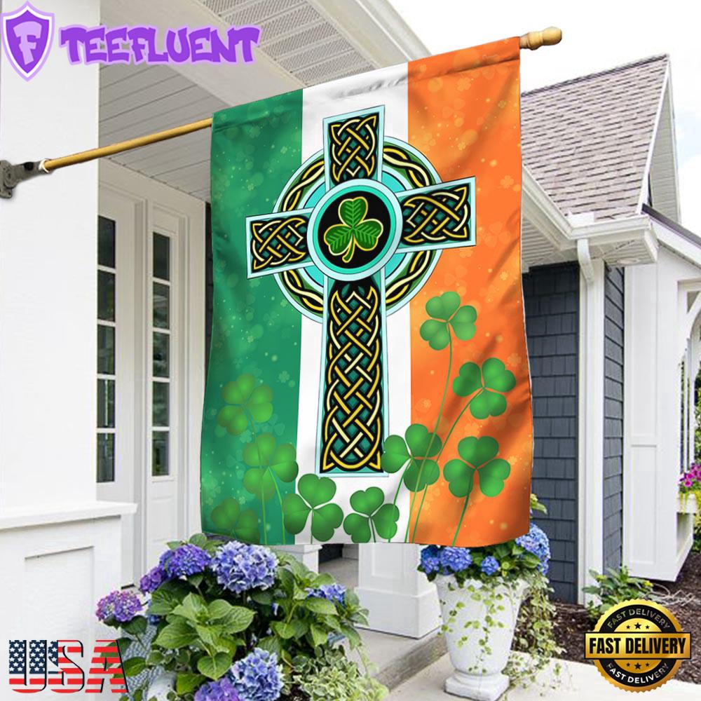 Irish Celtic Knot Cross House And Garden Flag