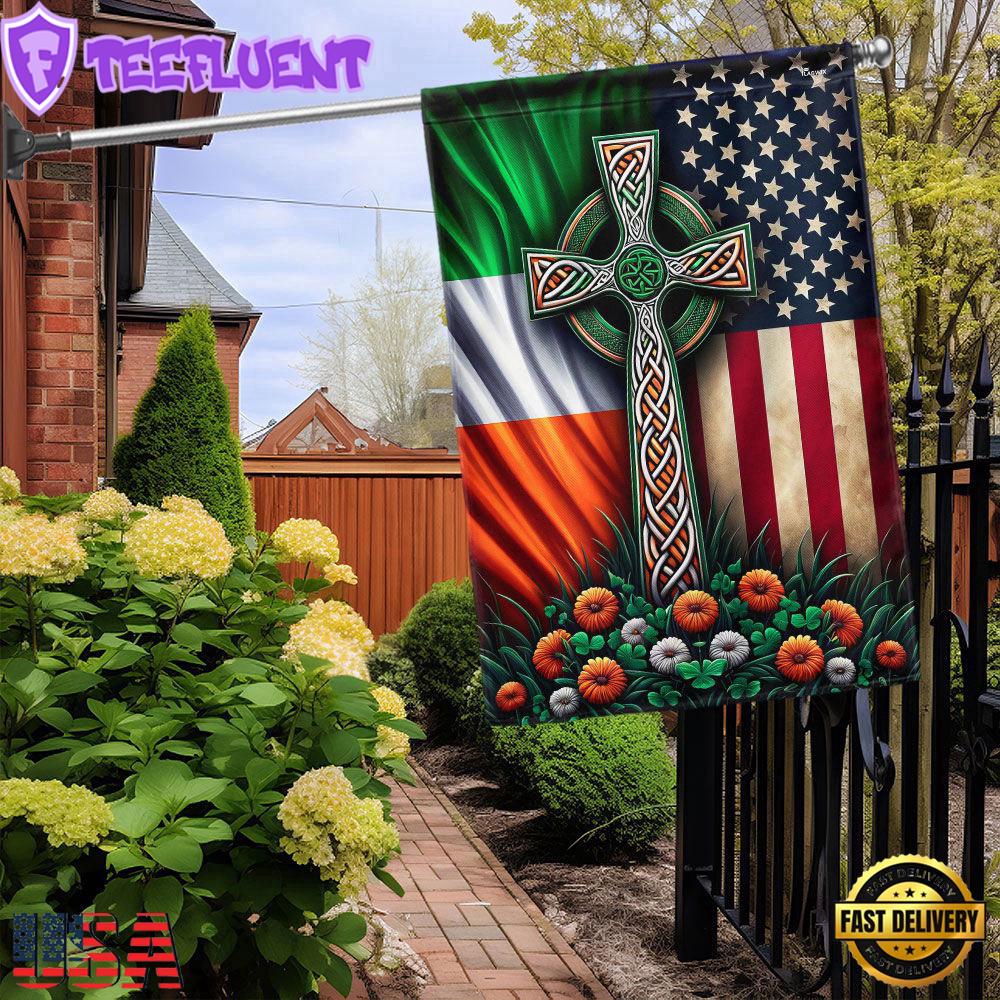 Irish Celtic Knot Cross Irish American House And Garden Flag