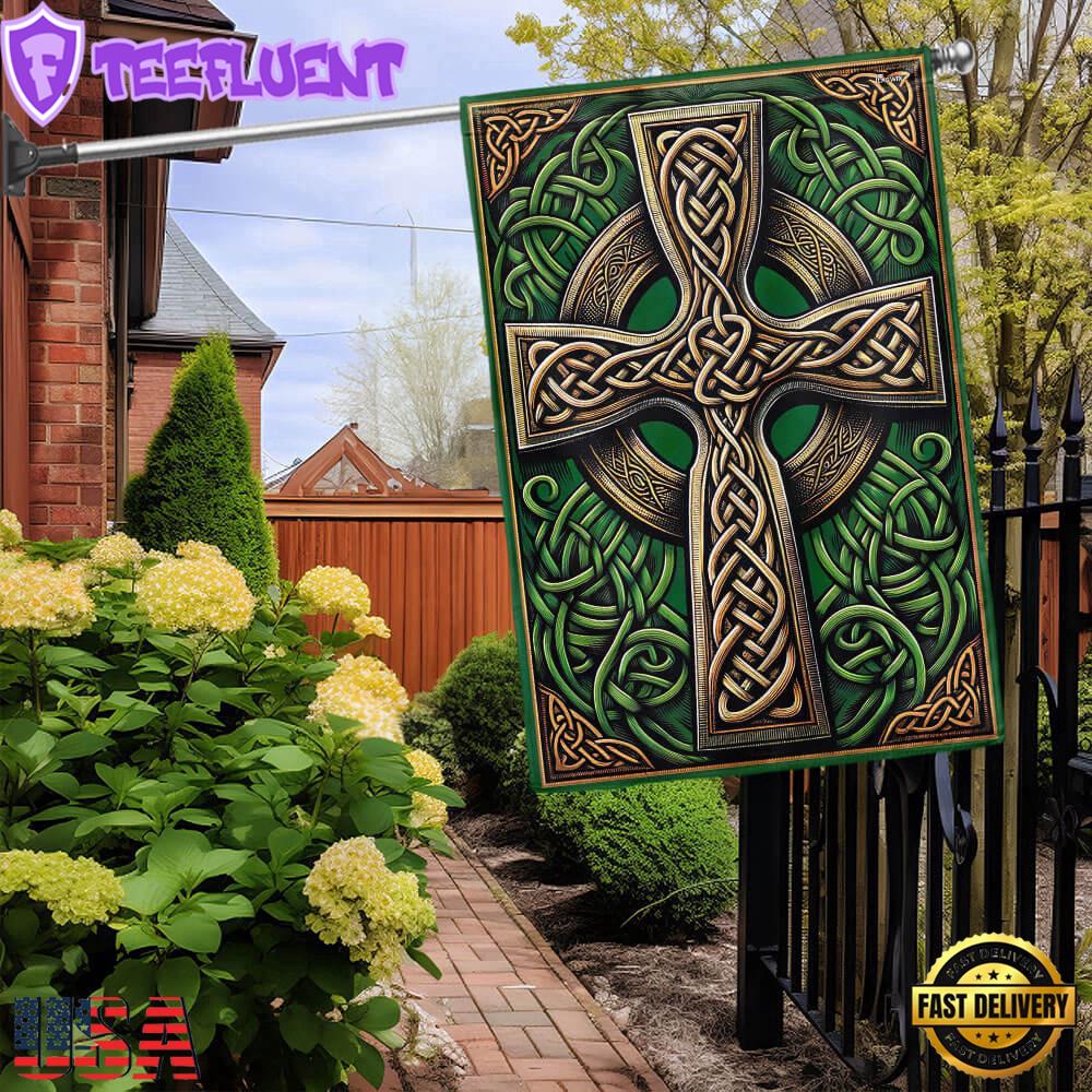 Irish Celtic Knot Cross Saint Patrick's Day House And Garden Flag