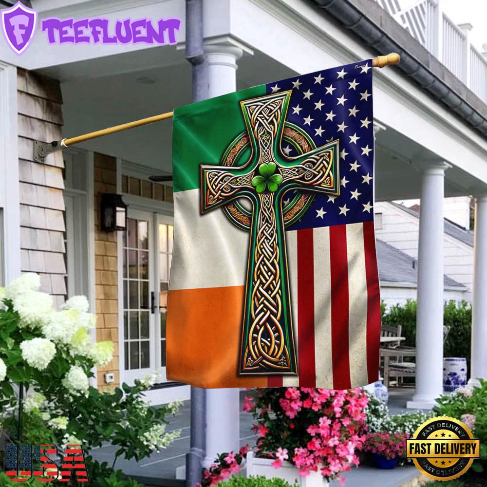 Irish Celtic Knot Cross St. Patrick's Day House And Garden Flag