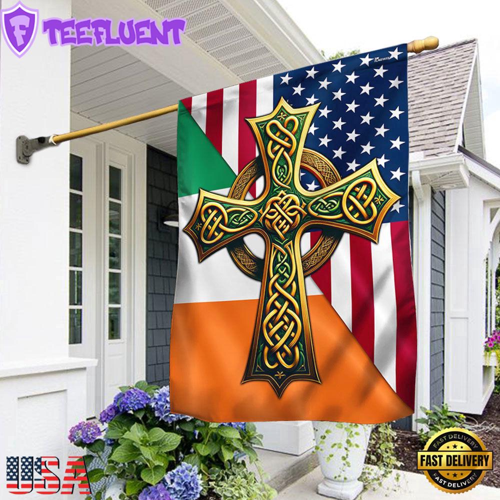 Irish Celtic Knot Cross St. Patrick’s Day Ireland American House And Garden Flag