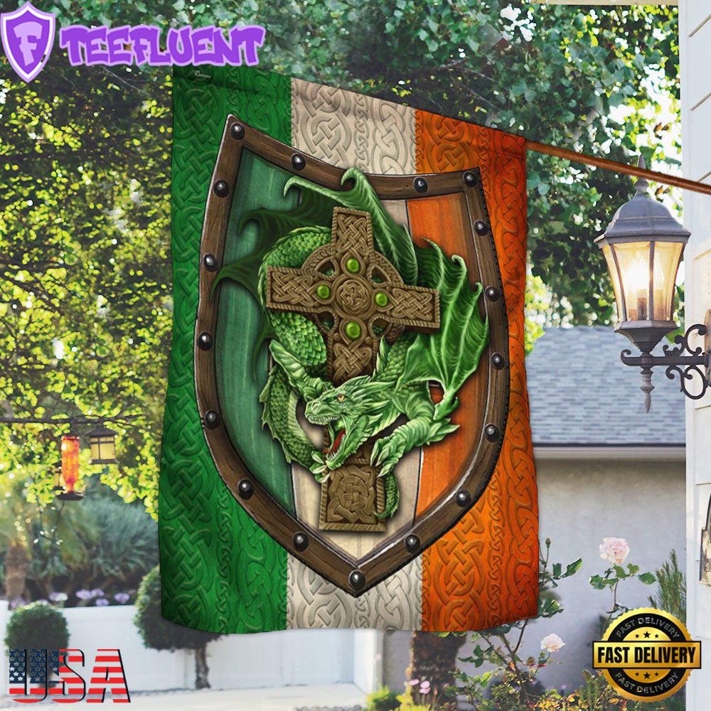 Irish Dragon Celtic Dragon Cros House And Garden Flag