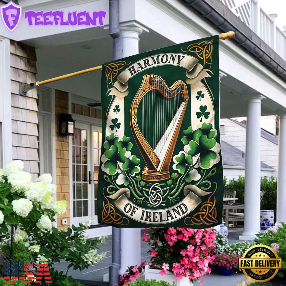Irish Harp Harmony of Ireland House And Garden Flag