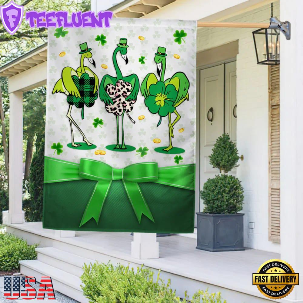 Irish Patrick's Day Funny FlamingoHouse And Garden Flag Decor