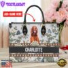 Irish Setter Dog Bior Leather Handbag With Flowers And Butterfly