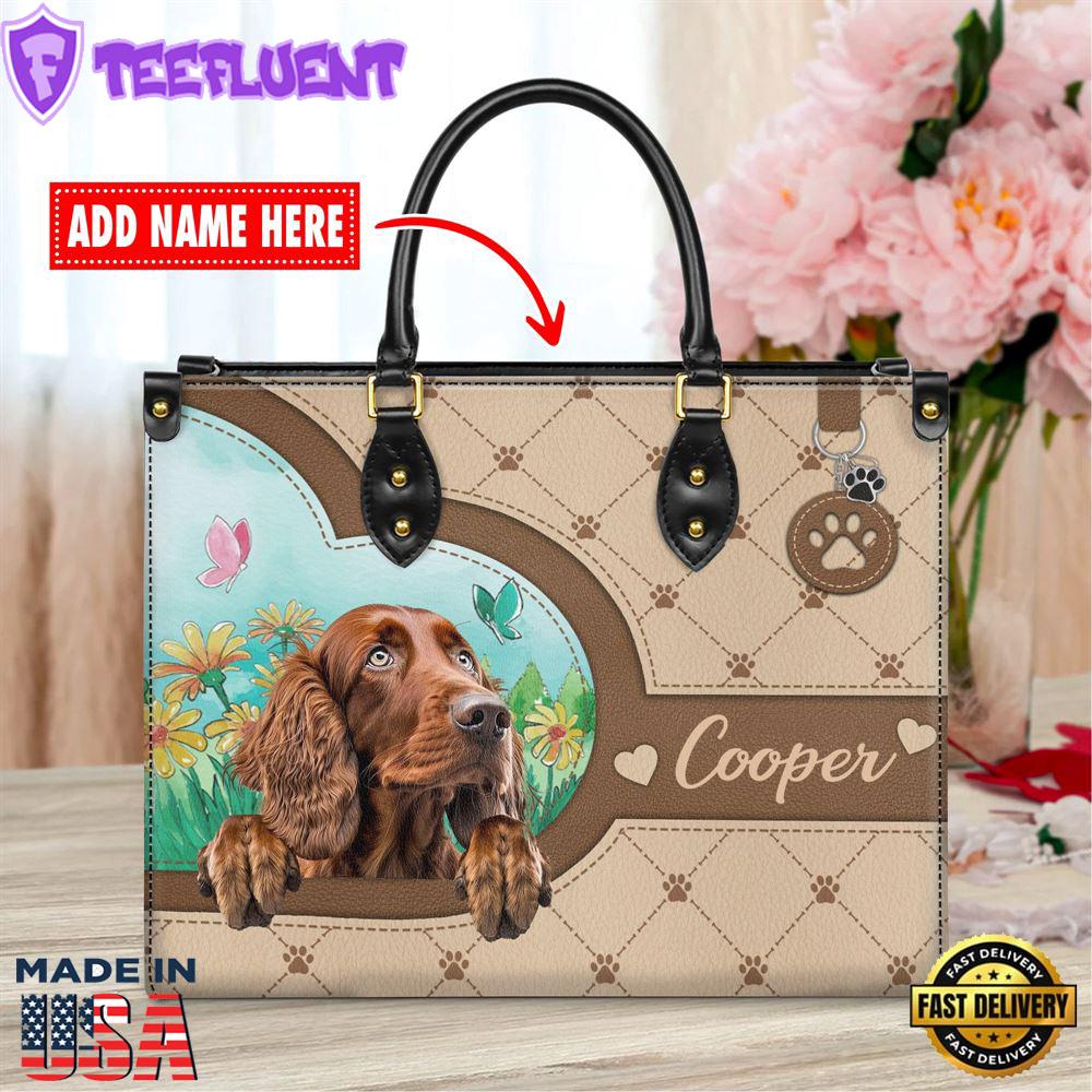 Irish Setter Dog Duccy Dog Lover Leather Handbag