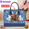 Irish Setter Dog Lover Leather Bag With Daisy Flowers