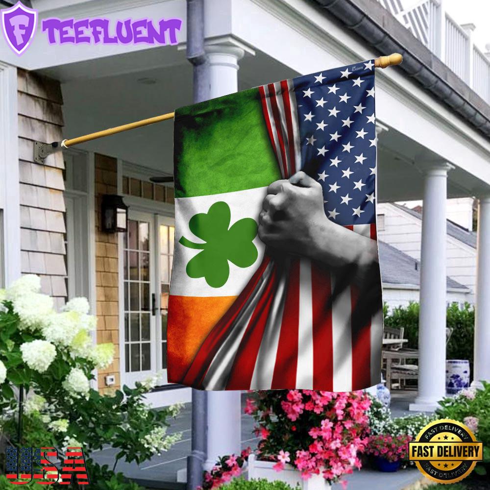 Irish Shamrock Clover House And Garden Flag
