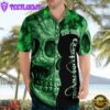 Irish St. Patrick Day Green Shamrocks Reflecting Light On Black Background 3D Hawaii Shirt