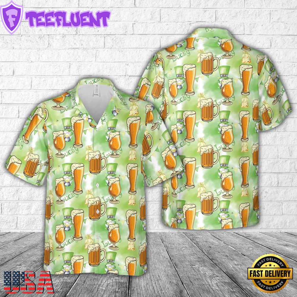 Irish St Patrick's Day Draft Beer Hawaiian Shirt