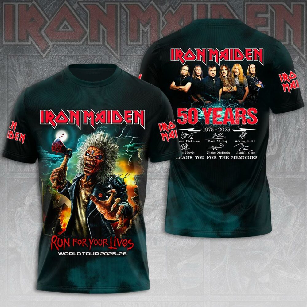 Iron Maiden 50 Years 1975-2025 Thank You For The Memories Signatures Shirt