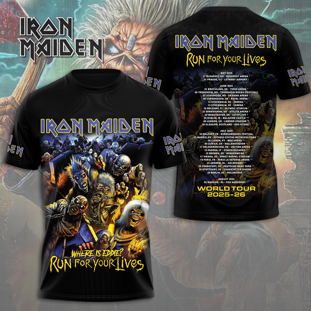 Iron Maiden 50th Anniversary T-shirt With Band Signatures 3D Shirt
