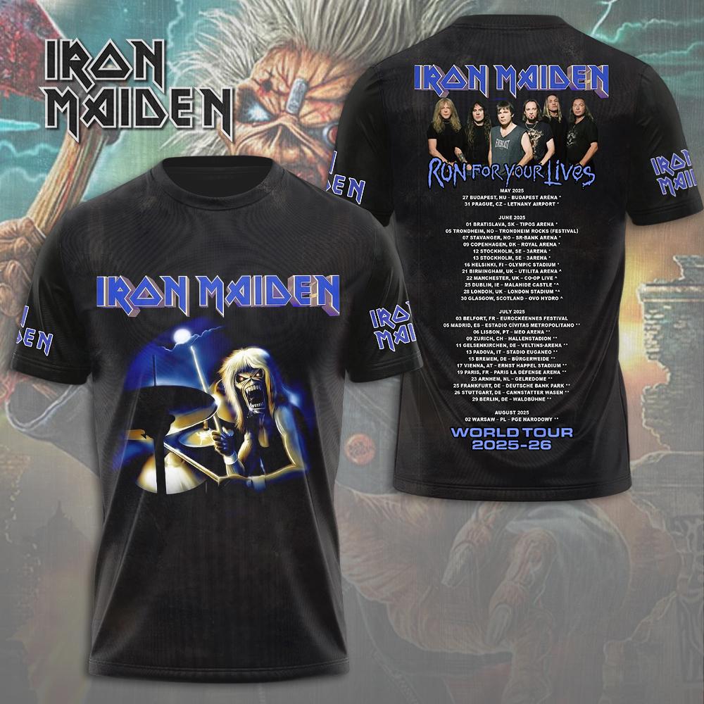 Iron Maiden Run For Your Lives World Tour 2025-2026 Black T-Shirt