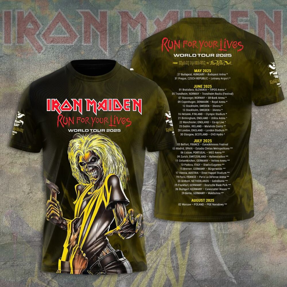 Iron Maiden Run For Your Lives World Tour 2025-2026 From Iron Maiden To Fear Of The Dark Merchandise Shirt