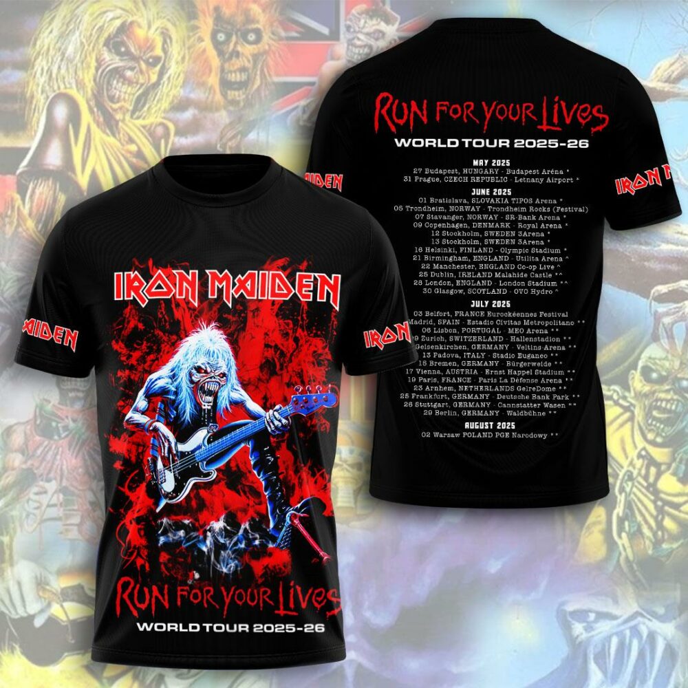 Iron Maiden Run For Your Lives World Tour 2025-26 For Iron Maiden FC Shirt 3D