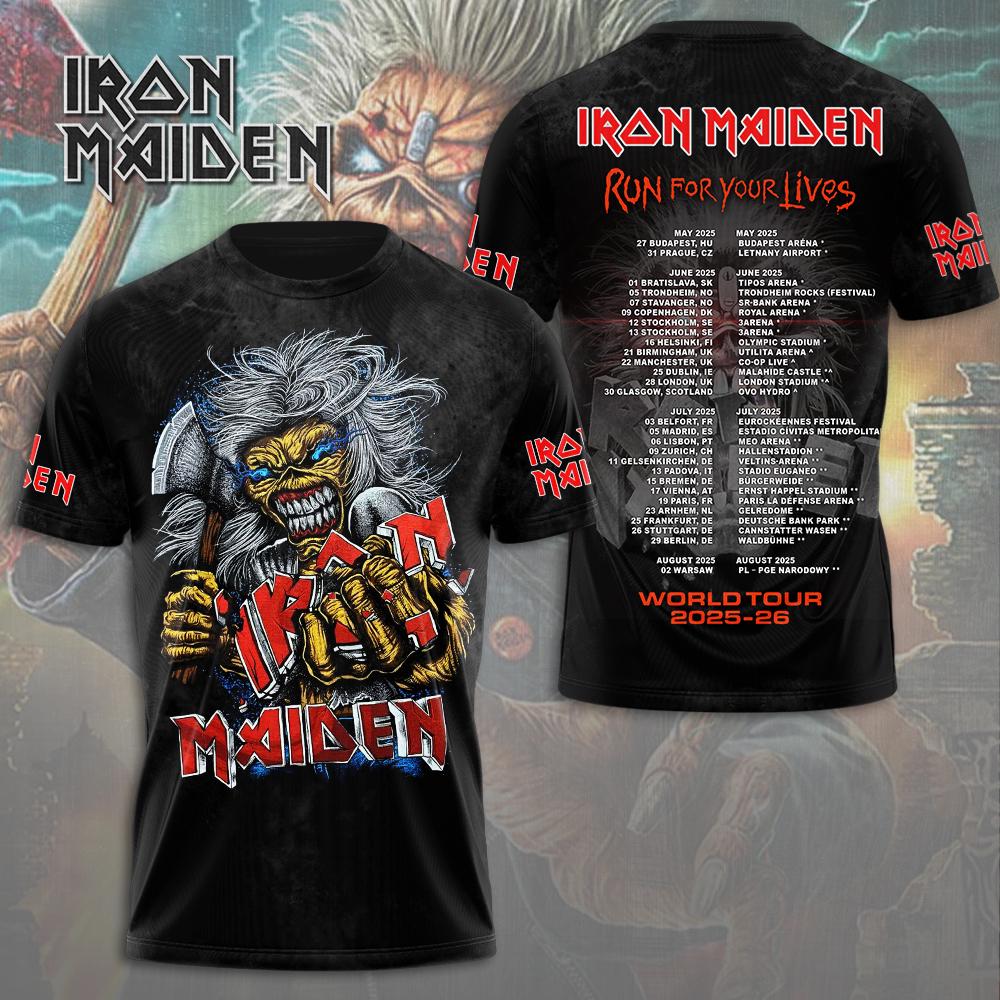Iron Maiden Run For Your Lives World Tour 2025-26 Kick Off On May 27th Shirt