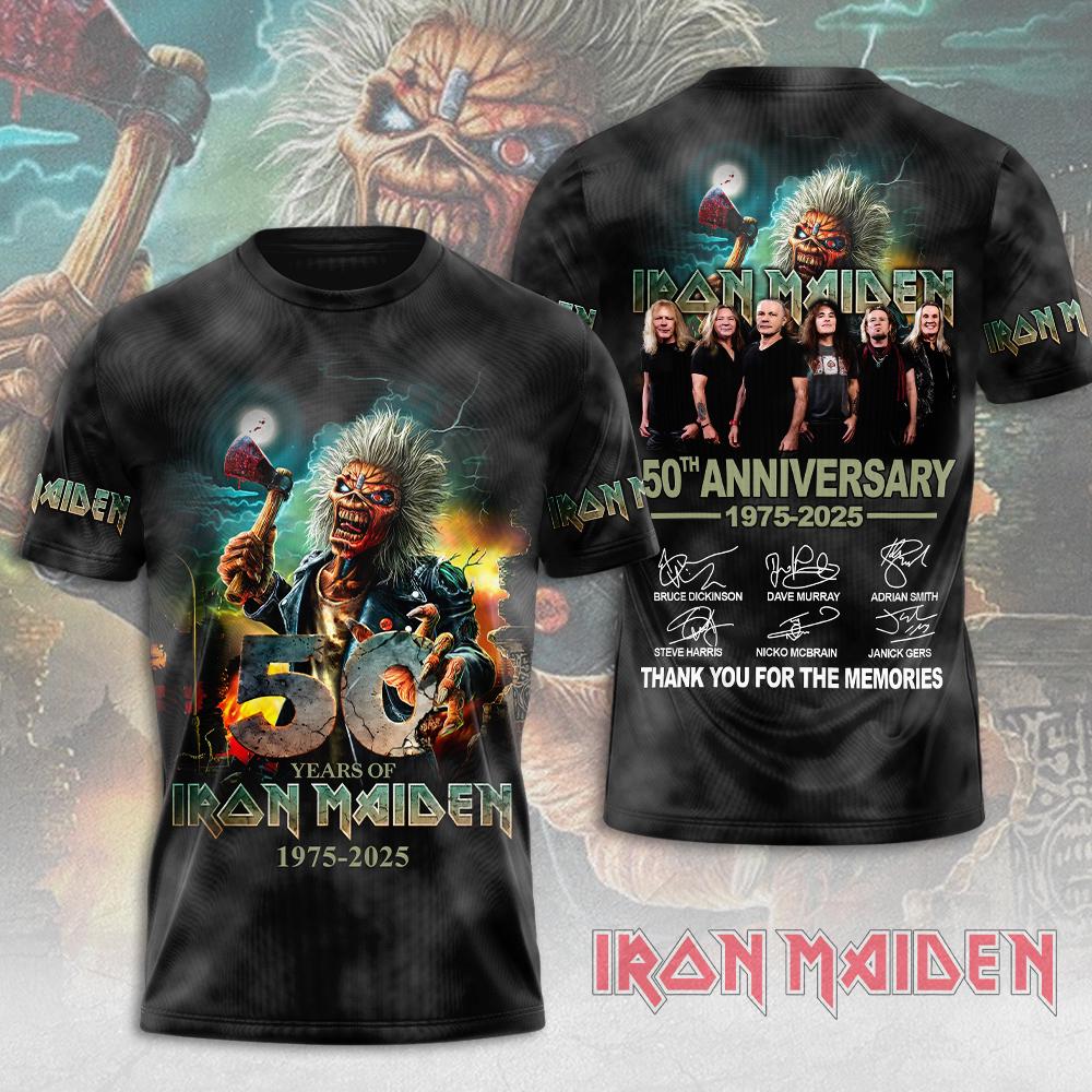 Iron Maiden Tour 2025 T-Shirt 50th Anniversary 3D Shirt
