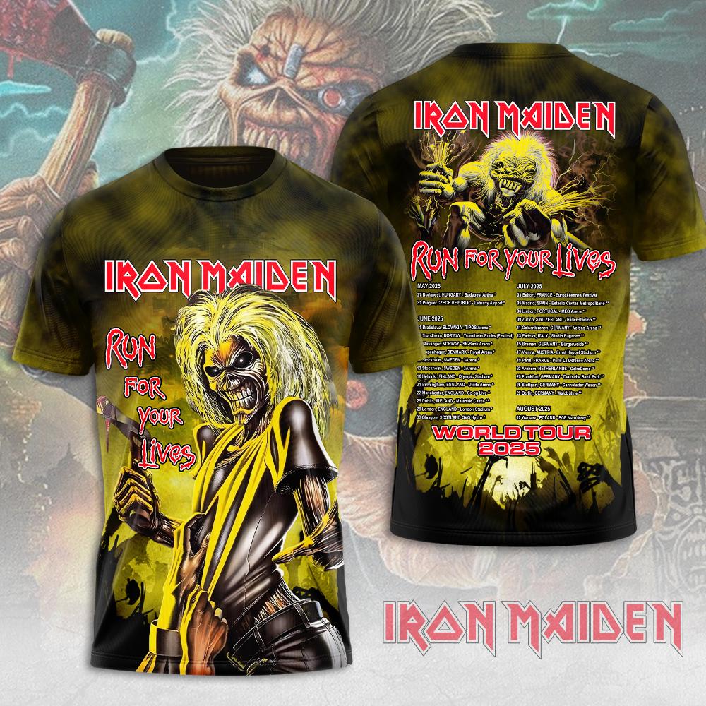 Iron Maiden Tour 2025-26 T-shirt, Run for Your Lives Tour 2025 With Tour Date Shirt