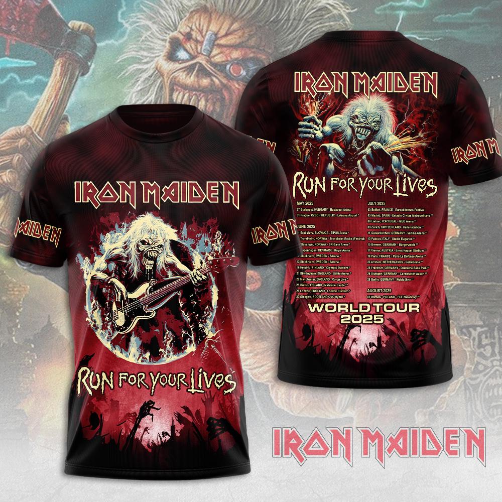 Iron Maiden Tour 2025-26 T-shirt, Run for Your Lives Tour 2025 With Tour Dates