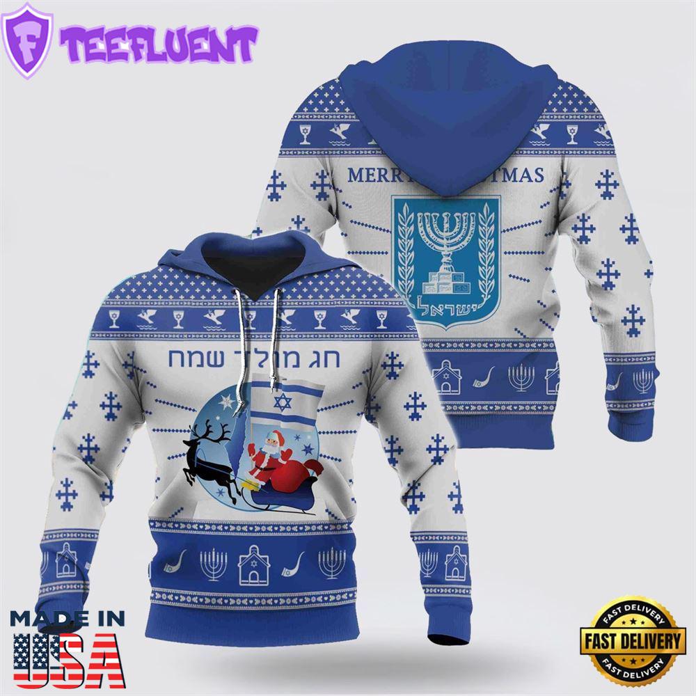 Israel Santa Claus Christmas All Over Print 3D Hoodie