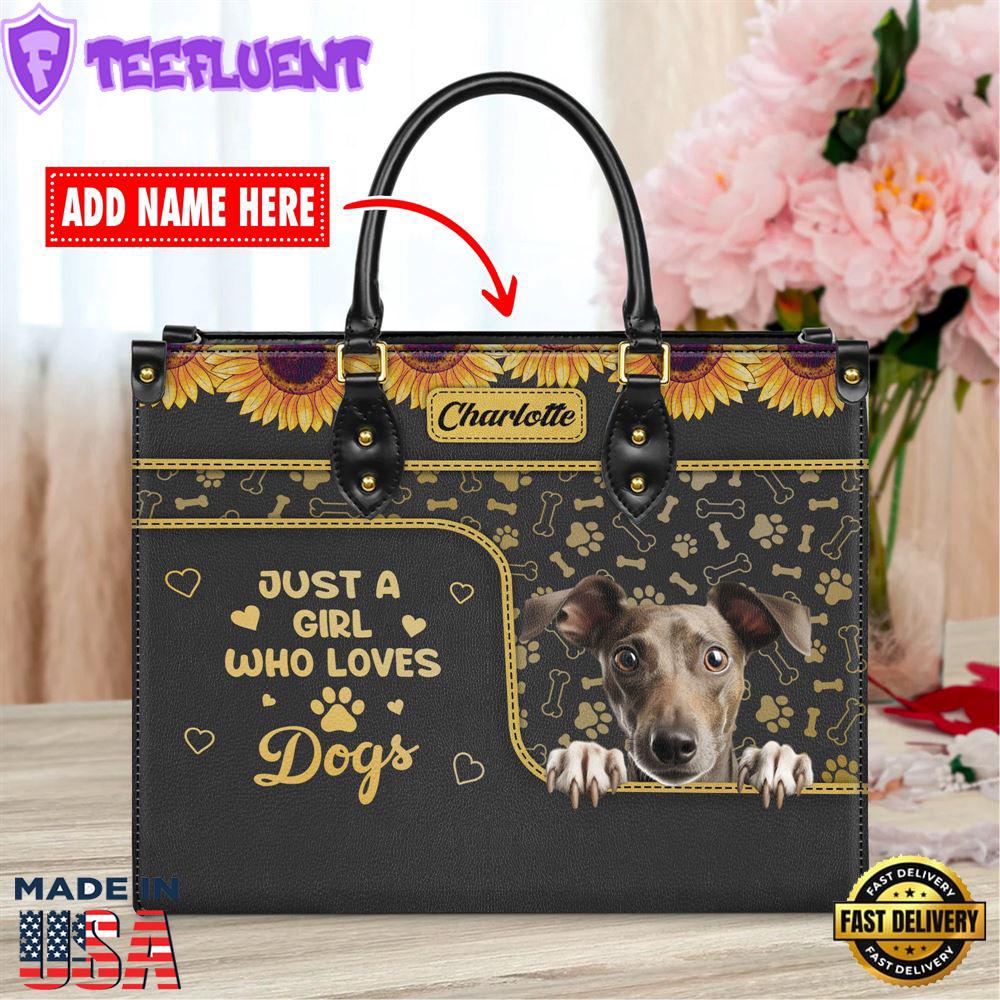 Italian Greyhound Dog Just A Girl Who Loves Dogs Leather Handbag