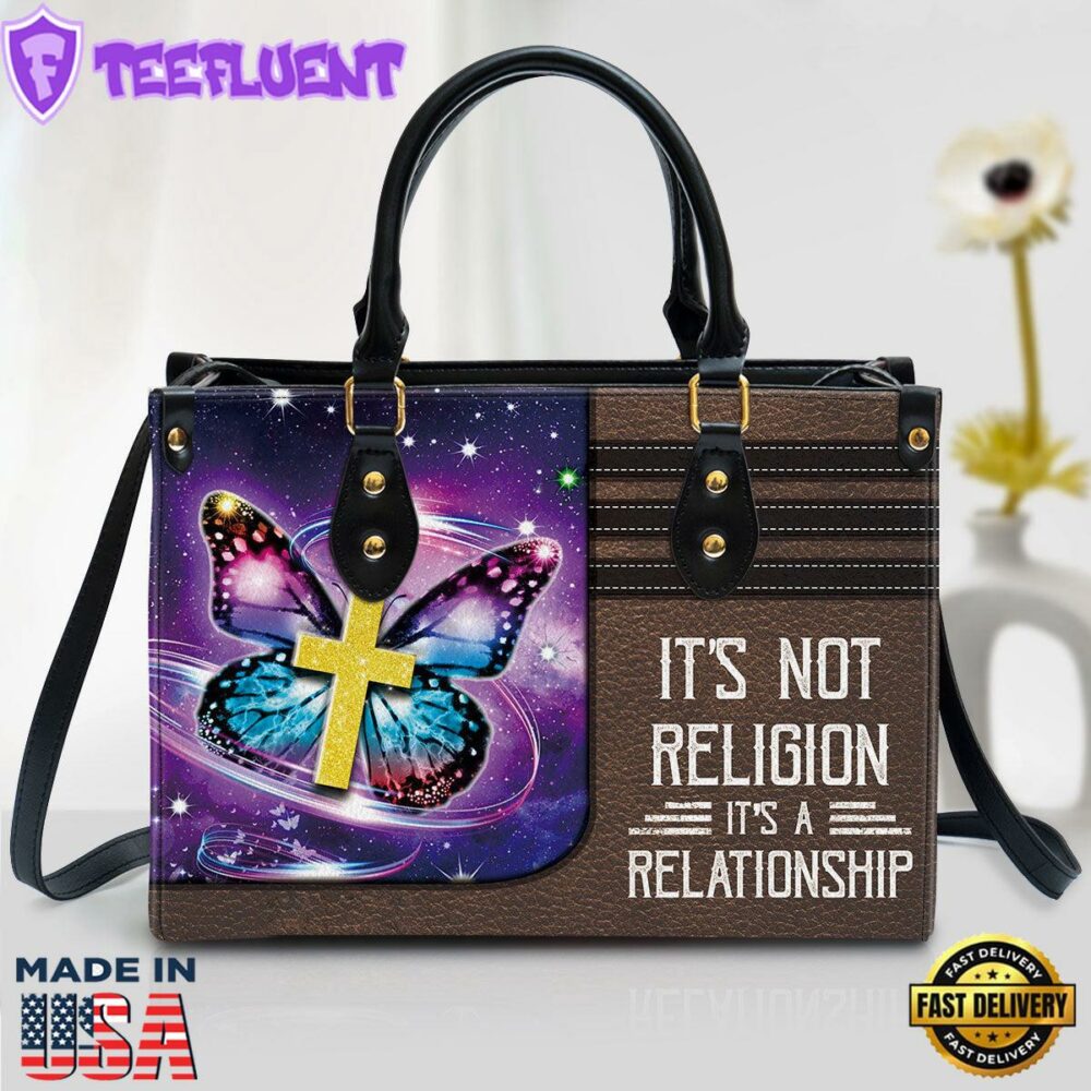 It's Not Religion It's A Relationship Butterfly Leather Handbag Christ Gifts Leather Bags