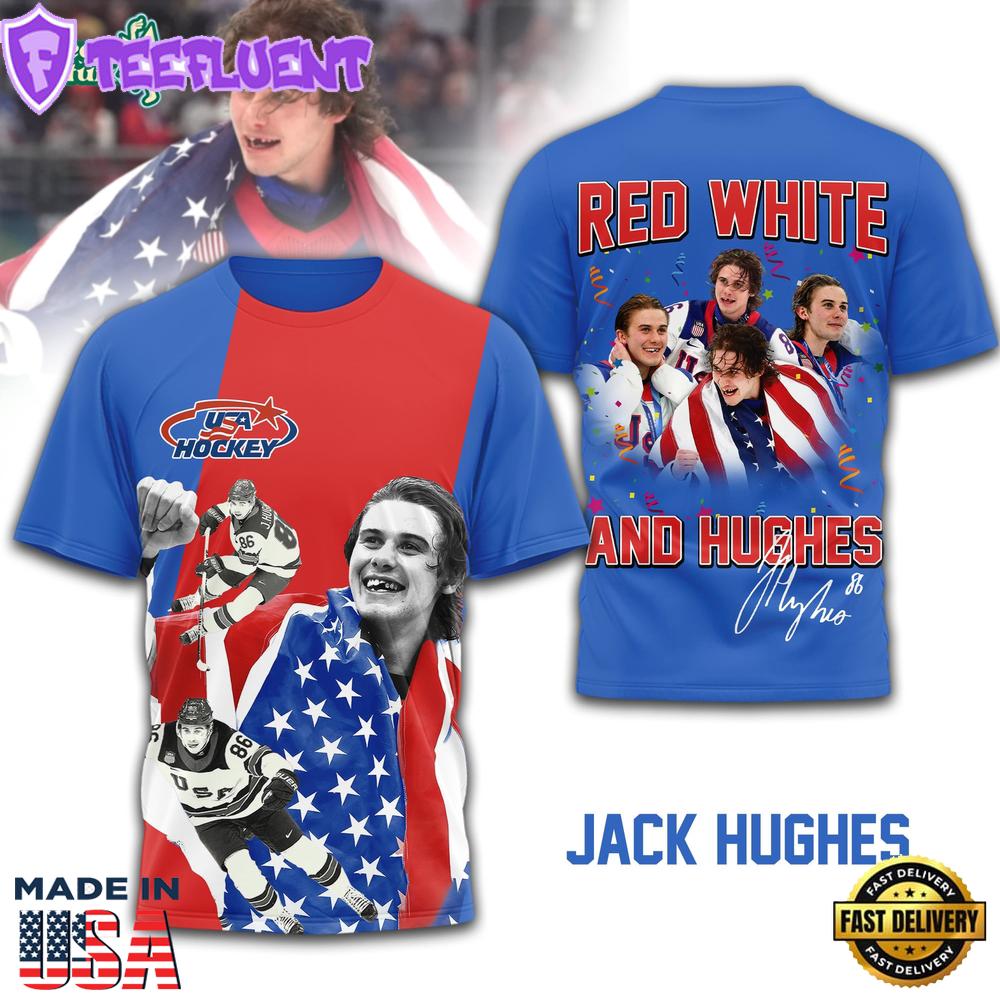 Jack Hughes Olympic 2026 Premium 3D Graphic Shirt – TD Version
