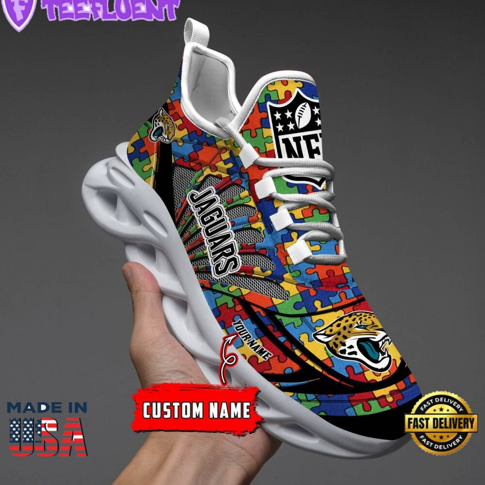Jacksonville Jaguars NFL Autism Clunky Max Soul Shoes Personalized