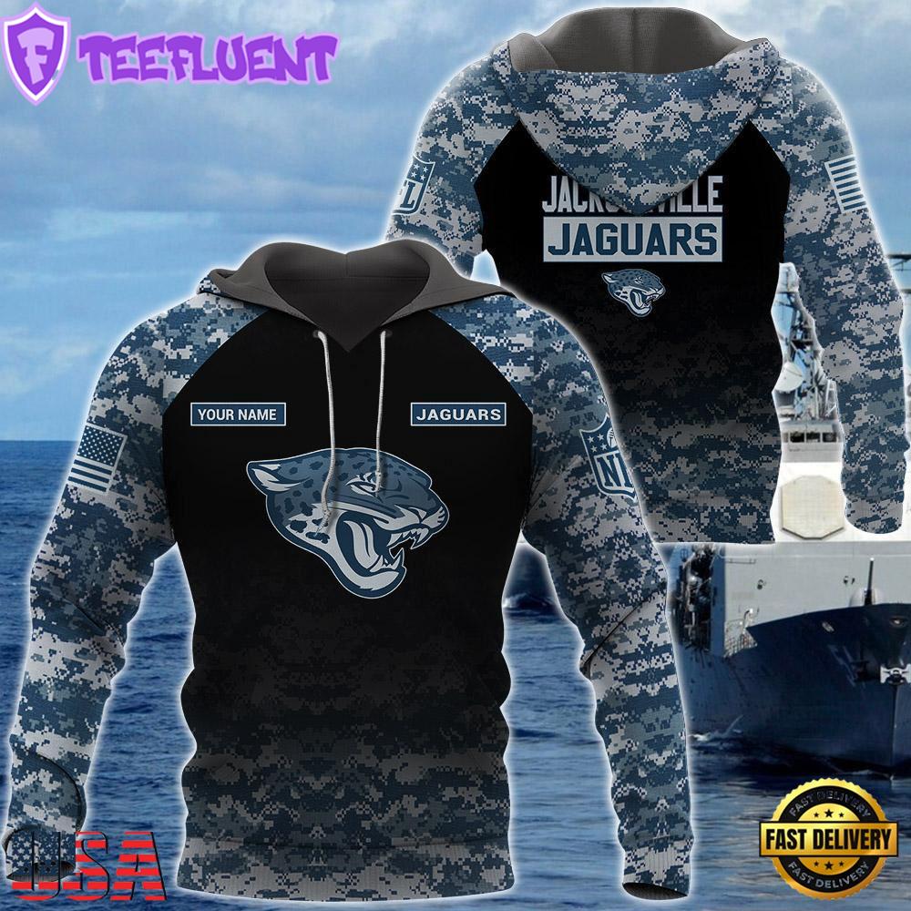 Jacksonville Jaguars U.S. Navy NWU Camouflage Cutsom Name Hoodie