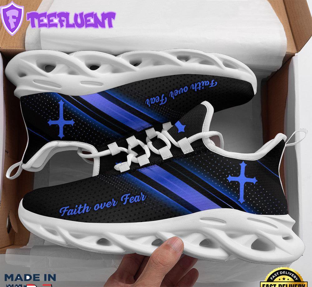 Jesus Black Blue Faith Over Fear Running Sneakers Max Soul Shoes For Men And Women