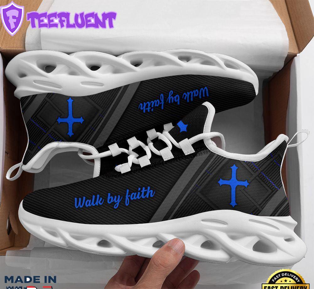 Jesus Black Blue Walk By Faith Christ Sneakers Max Soul Shoes For Men And Women