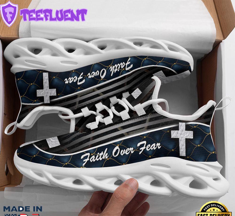 Jesus Black Faith Over Fear Running Sneakers Max Soul Shoes For Men And Women
