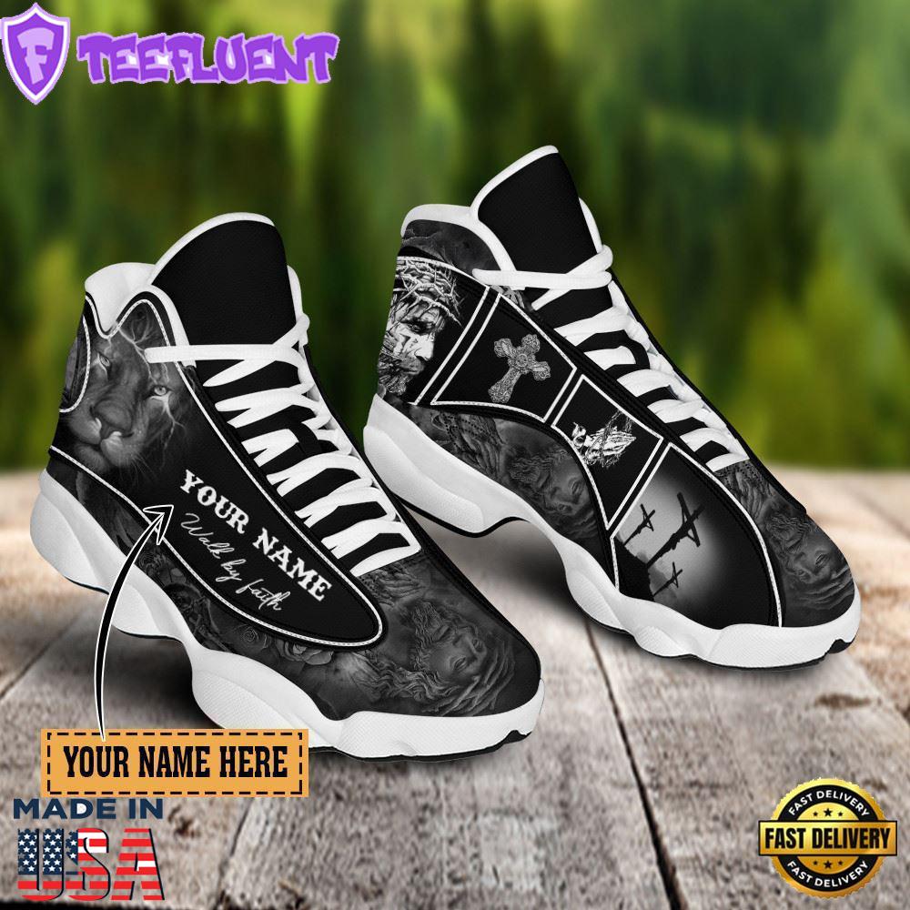 Jesus Black Lion Walk By Faith Custom Name Jd13 Shoes For Man And Women