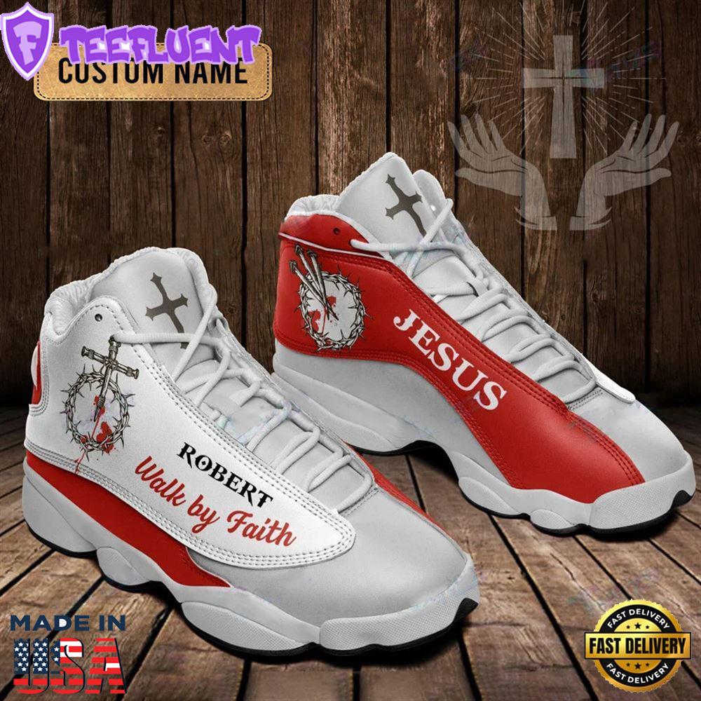 Jesus Blood Walk By Faith Red Custom Name Jd13 Shoes For Man And Women