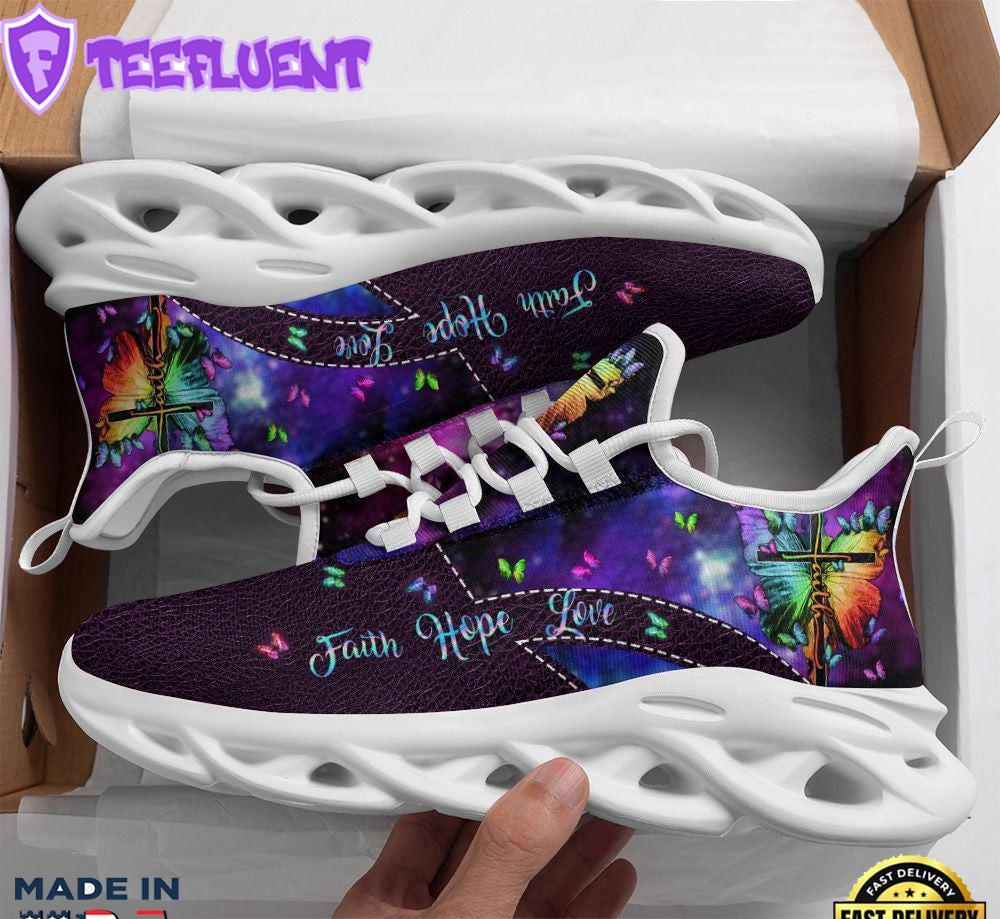 Jesus Faith Hope Love Running Sneakers Purple Max Soul Shoes For Men And Women