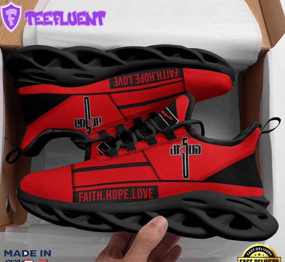 Jesus Faith Hope Love Running Sneakers Red Max Soul Shoes For Men And Women