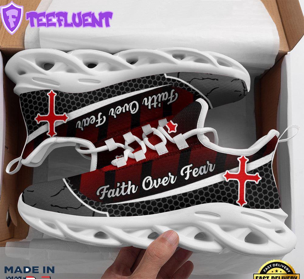 Jesus Faith Over Fear Red Black Running Sneakers Max Soul Shoes For Men And Women
