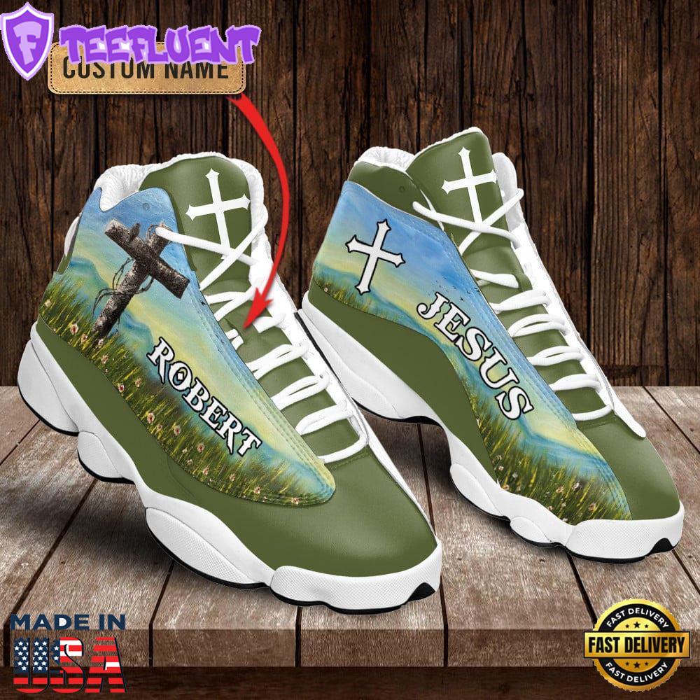 Jesus Flower Field Green Custom Name Jd13 Shoes For Man And Women