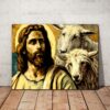Jesus Holding Lamb Canvas Poster Wall Art