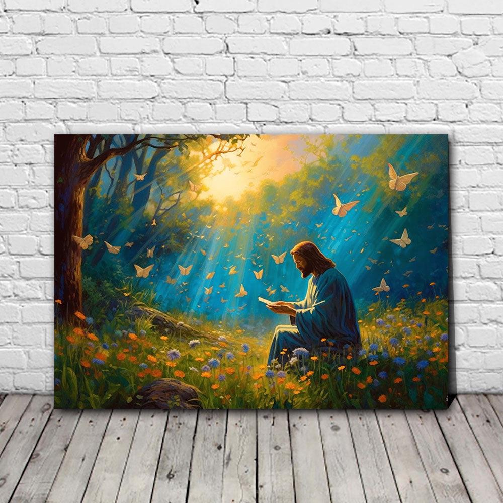 Jesus In The Woods Canvas Poster Wall Art