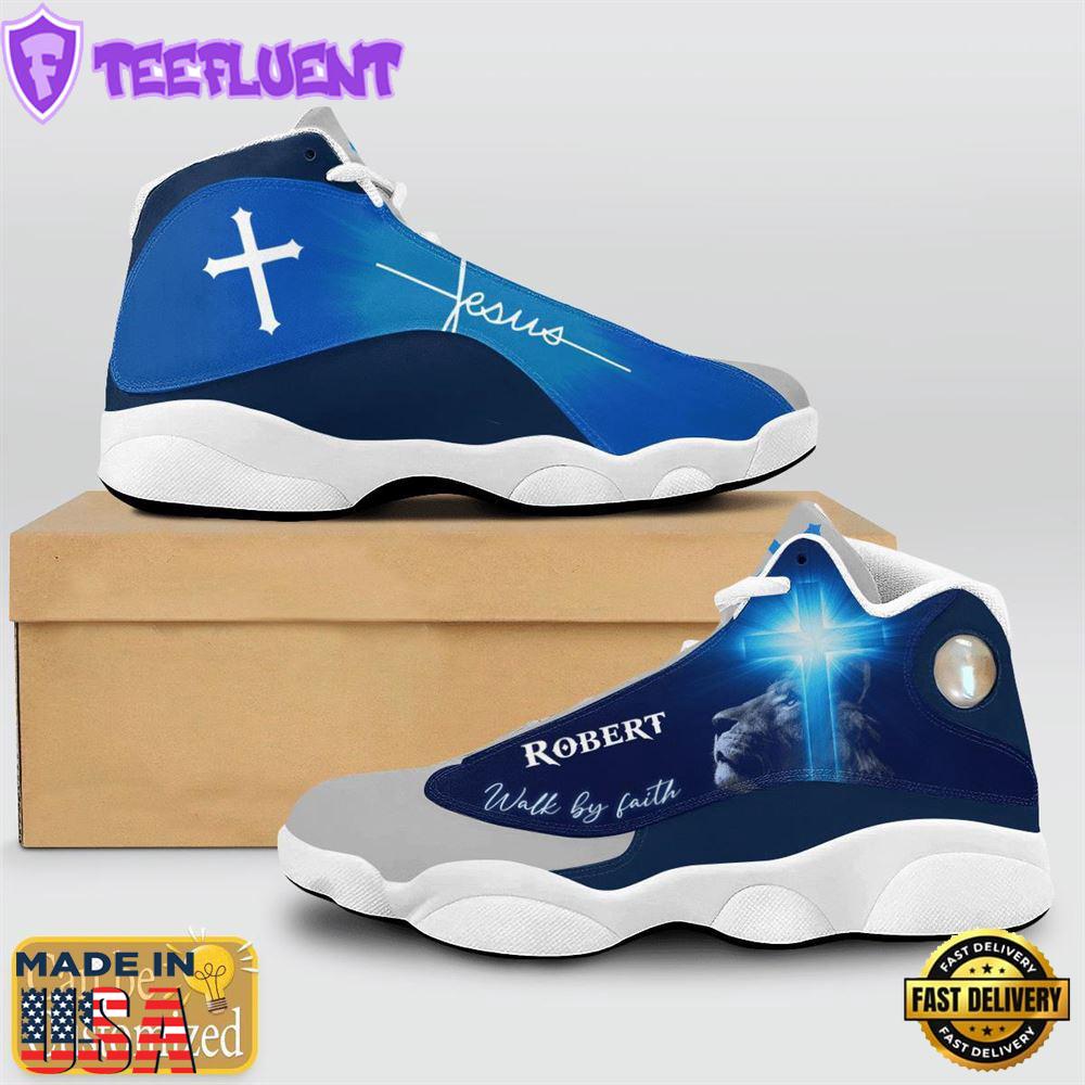 Jesus Lion Blue Walk By Faith Custom Name Jd13 Shoes For Man And Women