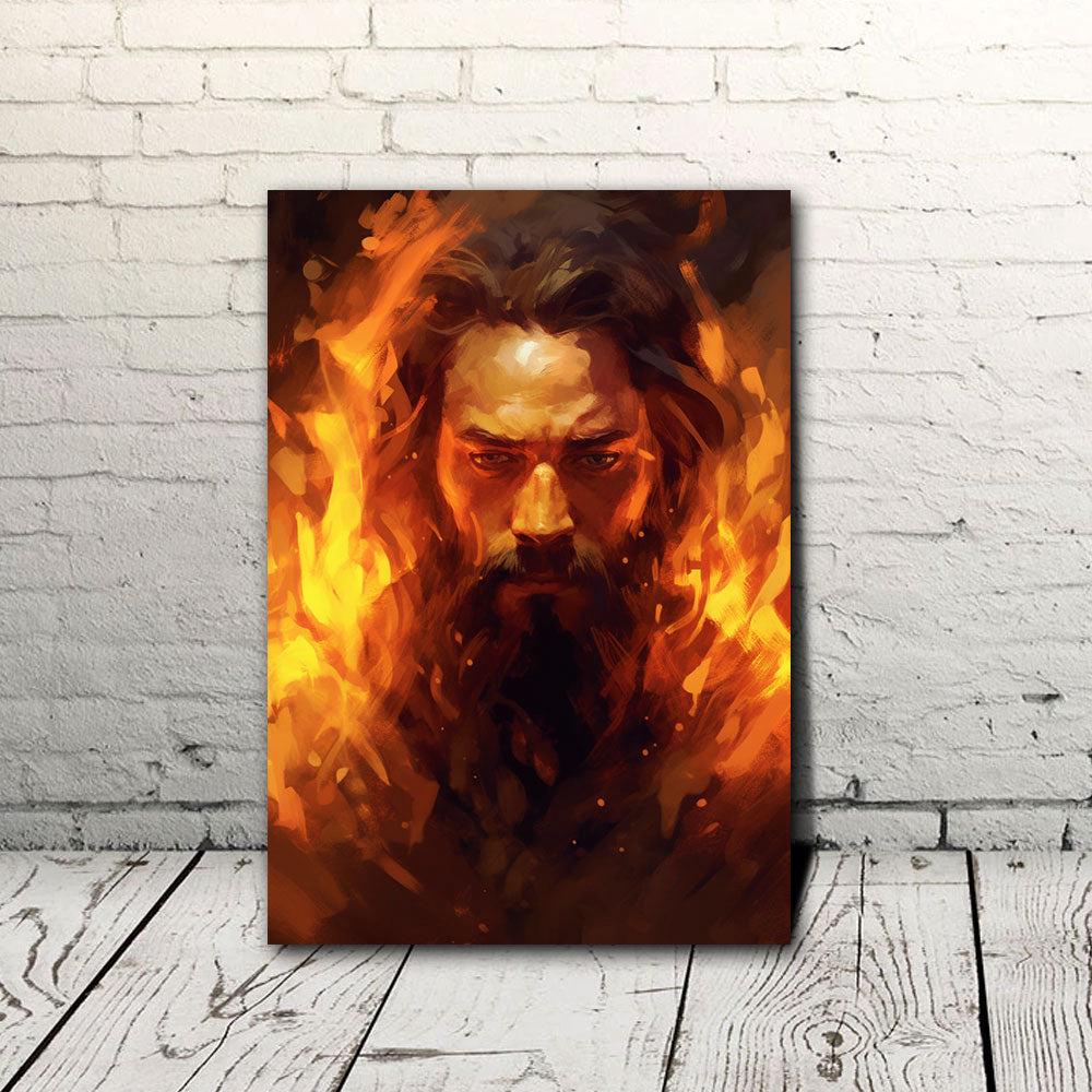 Jesus On Fire Canvas Poster Wall Art