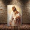 Jesus Painting With Girl Canvas Poster Wall Art