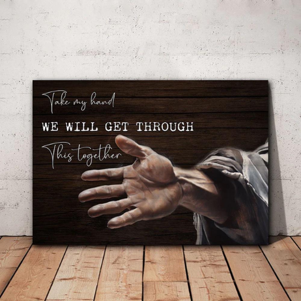 Jesus Reaching Out Take My Hand Canvas Poster Wall Art