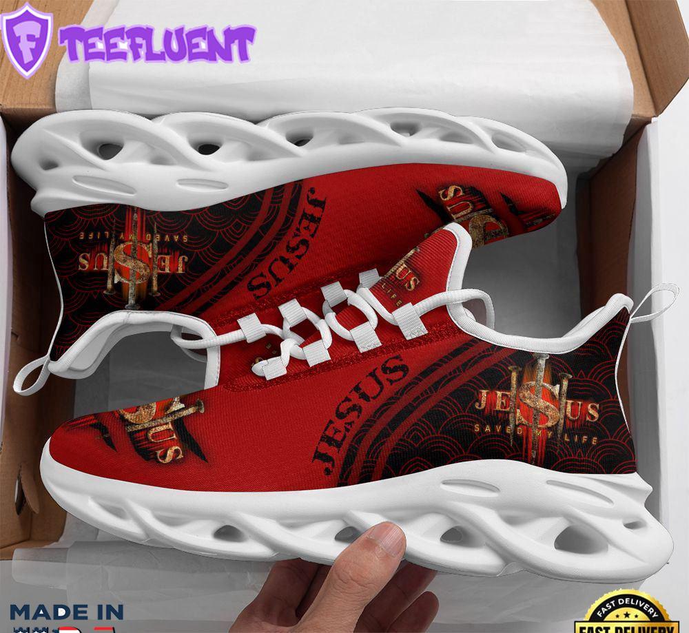 Jesus Saved My Life Red Running Sneakers Max Soul Shoes For Men And Women